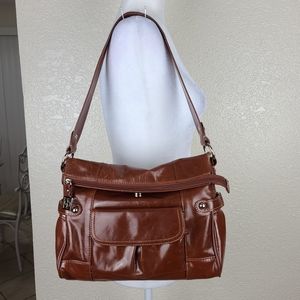 Giani Bernini leather tote bag compartments and pockets brown